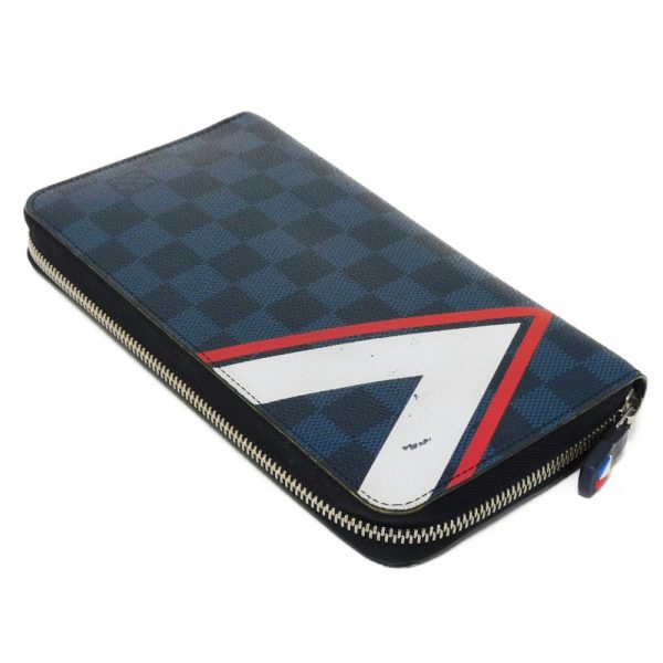 02081h 4 Louis Vuitton Zippy Organizer Long Wallet Canvas Navy