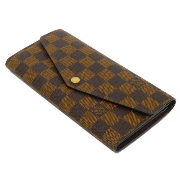 02117h 4 Louis Vuitton Portefeuille Sarah Long Wallet Canvas Brown