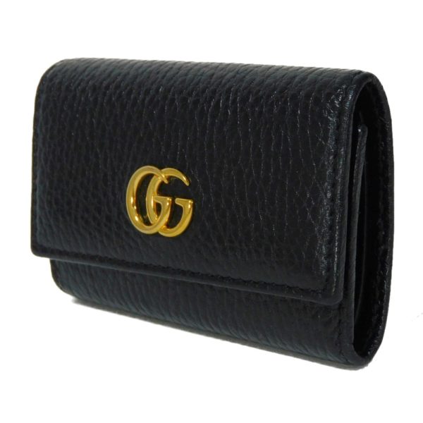 02322h 2 Gucci Gg Marmont Key Case Leather Black