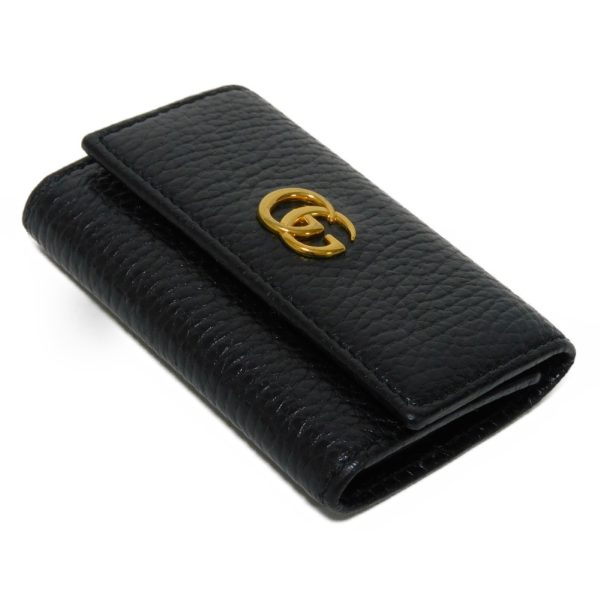 02322h 4 Gucci Gg Marmont Key Case Leather Black