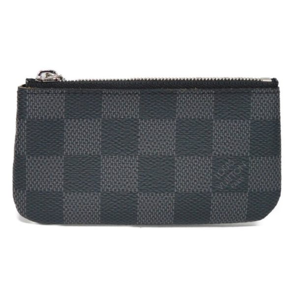 03029h 1 Louis Vuitton Pochette Cle Key Case Leather Black