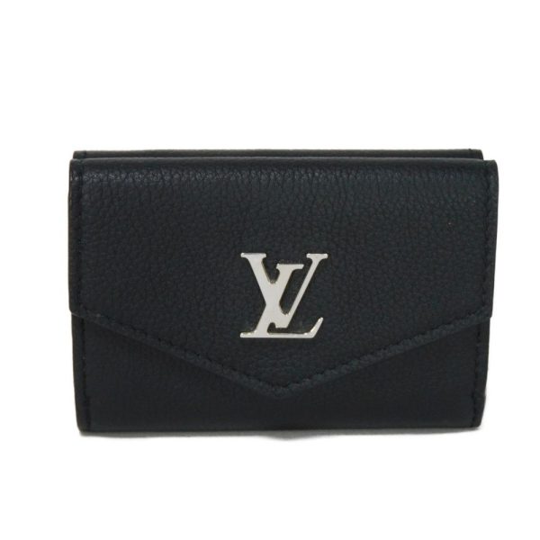 03080h 1 Louis Vuitton Portefeuille Lock Mini Trifold Wallet Leather Black