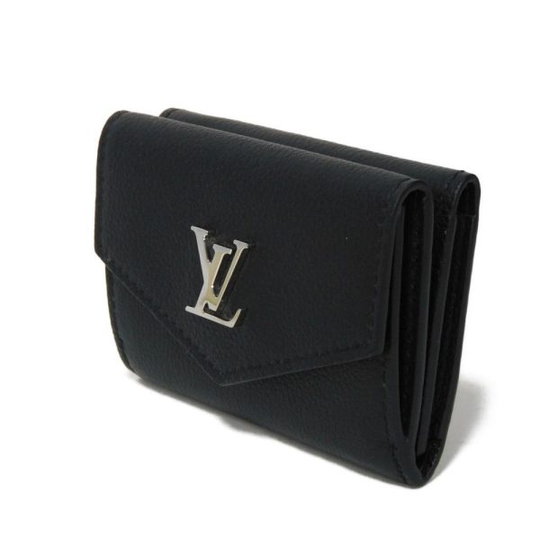 03080h 2 Louis Vuitton Portefeuille Lock Mini Trifold Wallet Leather Black