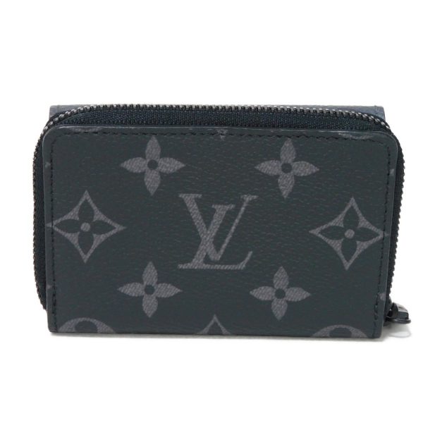 03085h 3 Louis Vuitton Zippy Organizer Coin Case Leather Black