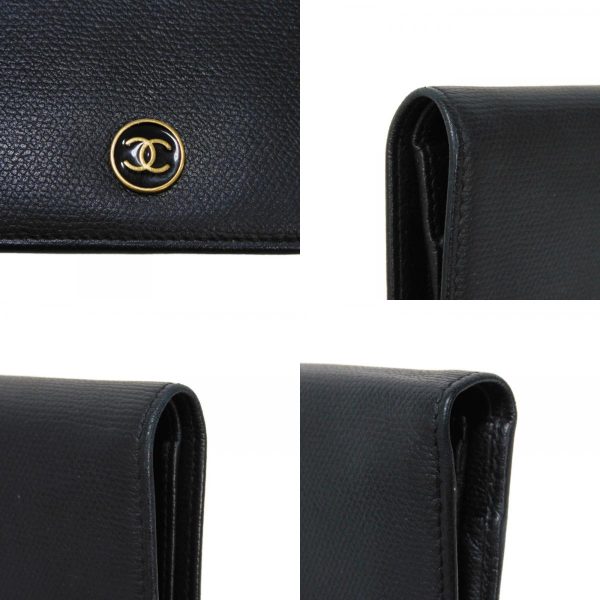 03136h 18 combine Chanel Long Flap Wallet Leather Black