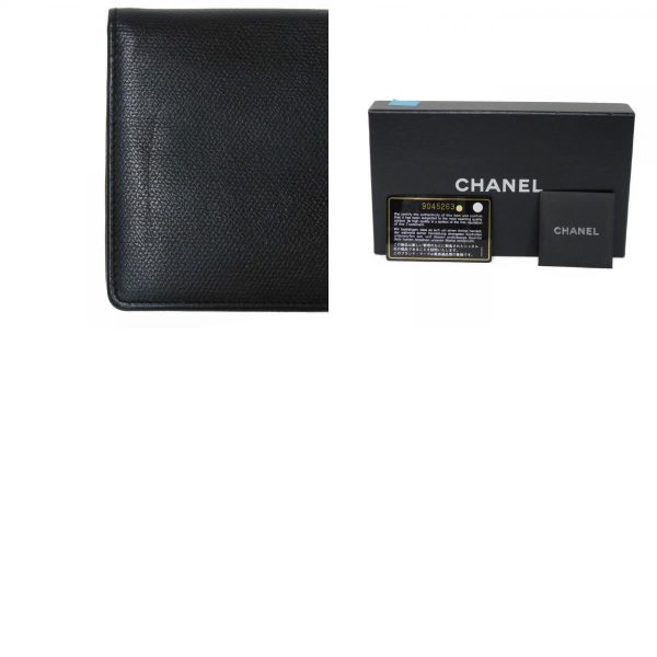 03136h 27 combine Chanel Long Flap Wallet Leather Black