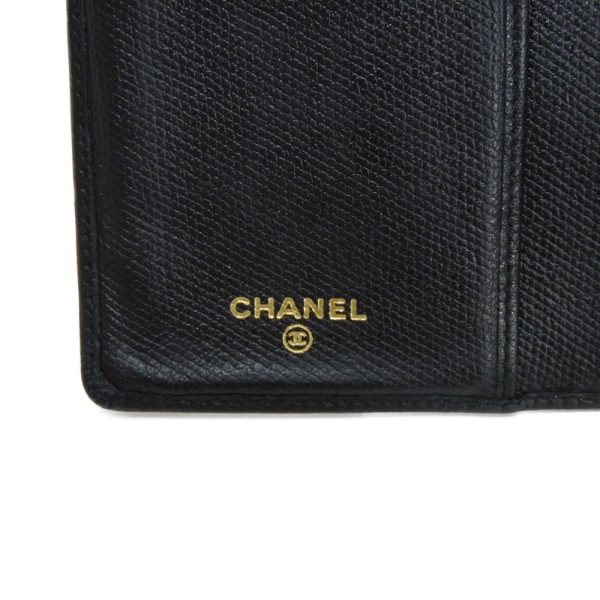 03136h 6 Chanel Long Flap Wallet Leather Black