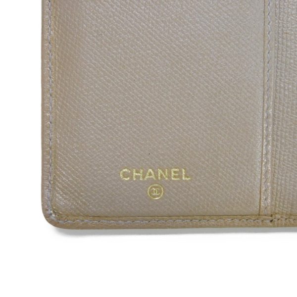 03141h 6 Chanel Long Flap Wallet Leather Greige