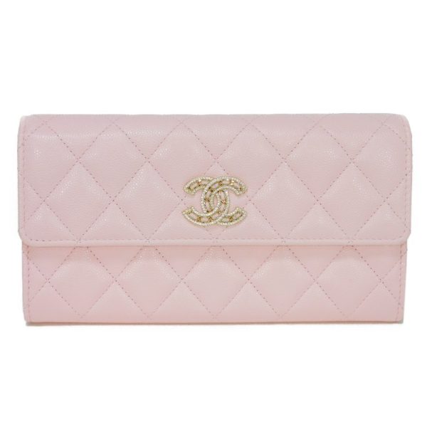 03200h 1 Chanel Long Flap Wallet Leather Pink