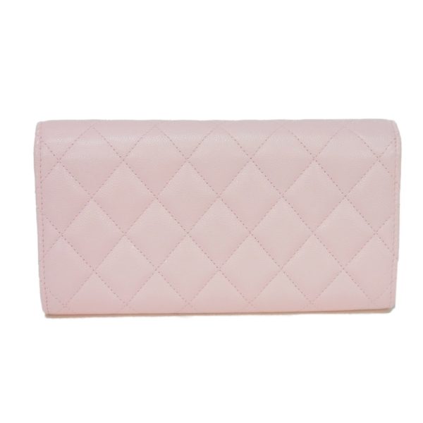 03200h 3 Chanel Long Flap Wallet Leather Pink