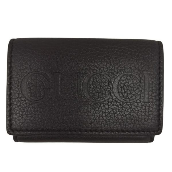 0329 4 1 Gucci Compact Trifold Wallet Logo Black