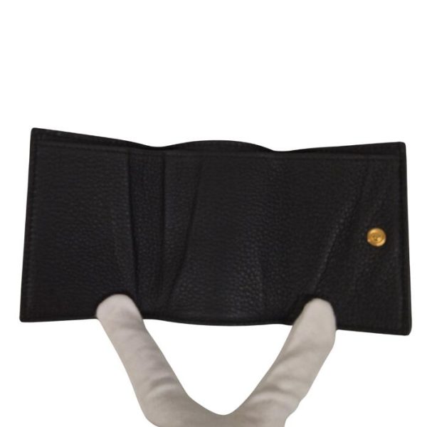 0329 4 7 Gucci Compact Trifold Wallet Logo Black