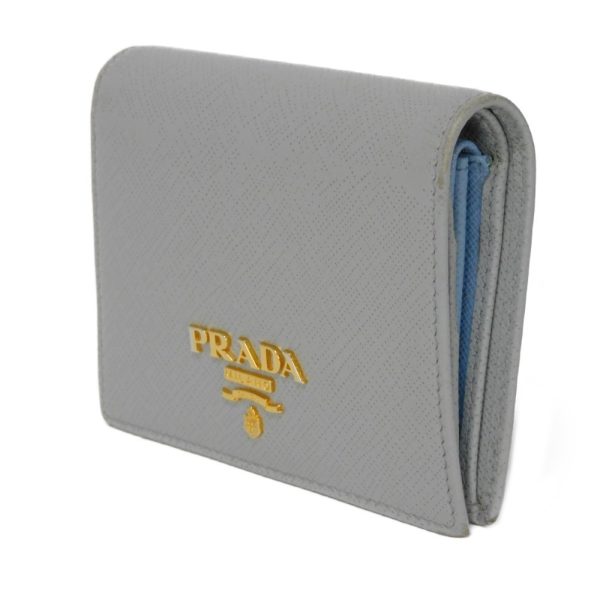 03532h 2 Prada Bifold Wallet Leather Celeste