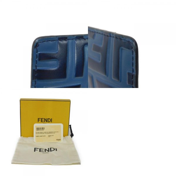 04015h 26 combine Fendi Coin Card Case Zucca Leather Blue