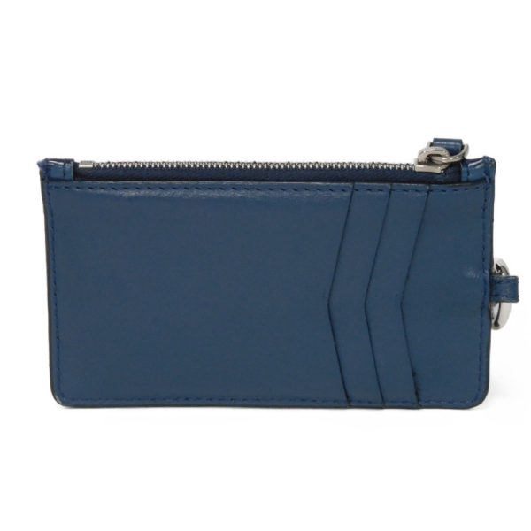 04015h 3 Fendi Coin Card Case Zucca Leather Blue