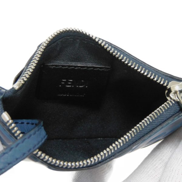 04015h 5 Fendi Coin Card Case Zucca Leather Blue