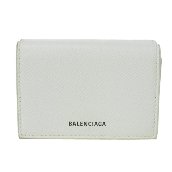 04016h 1 Balenciaga Ville Mini Wallet Leather White