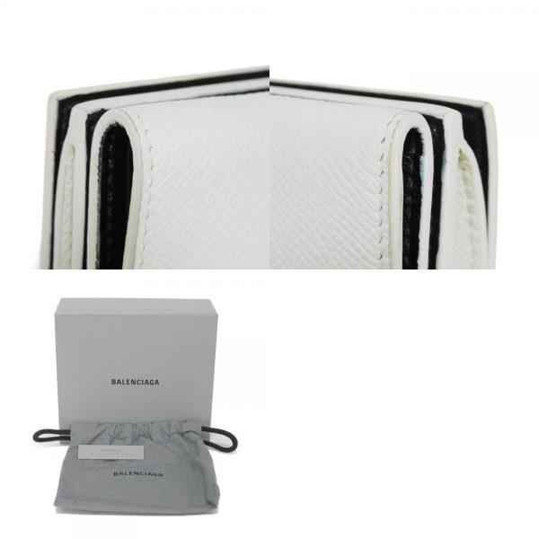 04016h 26 combine Balenciaga Ville Mini Wallet Leather White