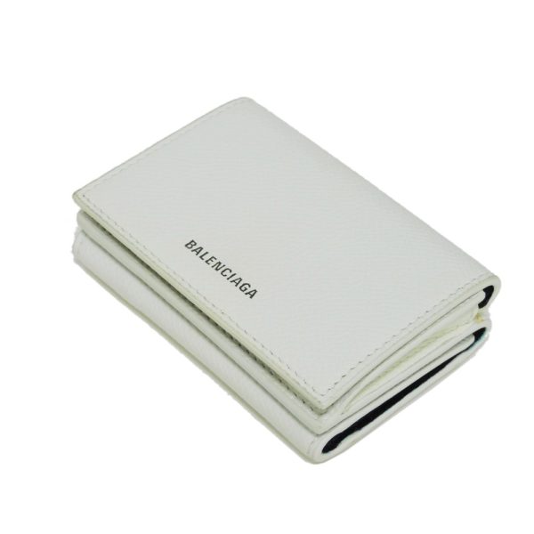 04016h 4 Balenciaga Ville Mini Wallet Leather White