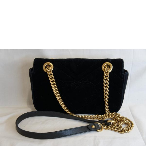 04067 2 Gucci Velor Chain Shoulder Bag Black