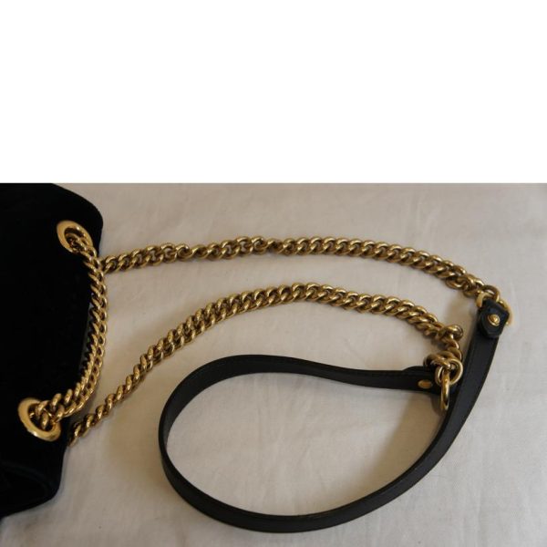 04067 4 Gucci Velor Chain Shoulder Bag Black