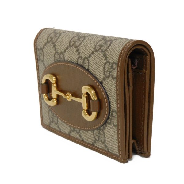 04100h 2 Gucci Horsebit Compact Wallet Leather Beige