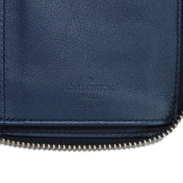 04139h 14 Louis Vuitton Zippy Wallet Vertical Long Wallet Leather Navy