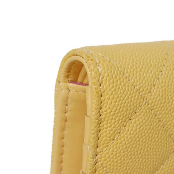 04143h 16 Chanel Small Flap Wallet Caviar Skin Yellow