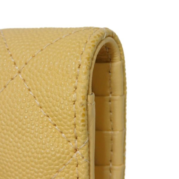 04143h 17 Chanel Small Flap Wallet Caviar Skin Yellow