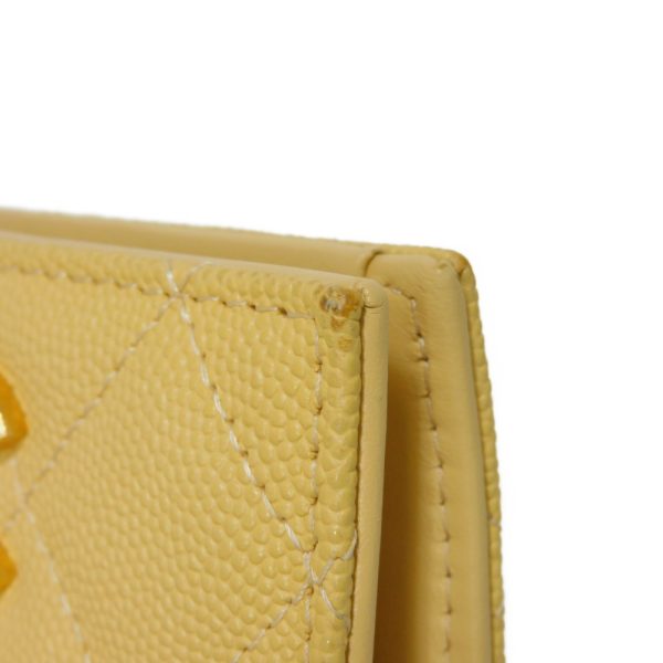 04143h 19 Chanel Small Flap Wallet Caviar Skin Yellow