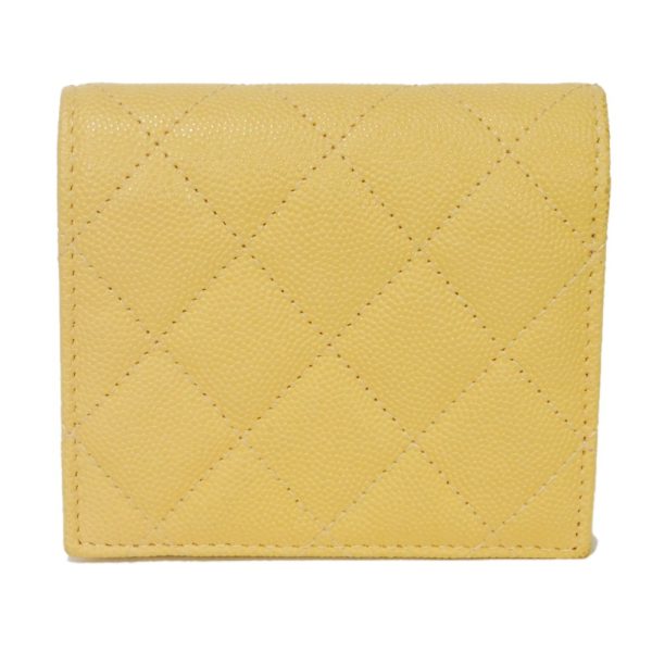 04143h 3 Chanel Small Flap Wallet Caviar Skin Yellow