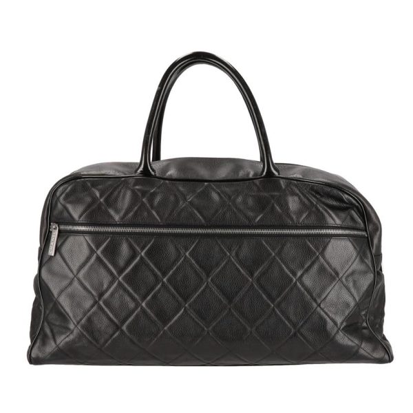 04265 2 Chanel Mattelase Caviar Skin Boston Bag Black