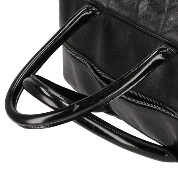 04265 9 Chanel Mattelase Caviar Skin Boston Bag Black