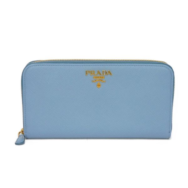 04394h 1 Prada Zip Around Wallet Saffiano Leather Blue