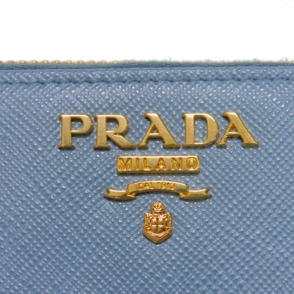 04394h 11 Prada Zip Around Wallet Saffiano Leather Blue