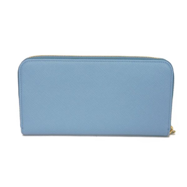 04394h 3 Prada Zip Around Wallet Saffiano Leather Blue