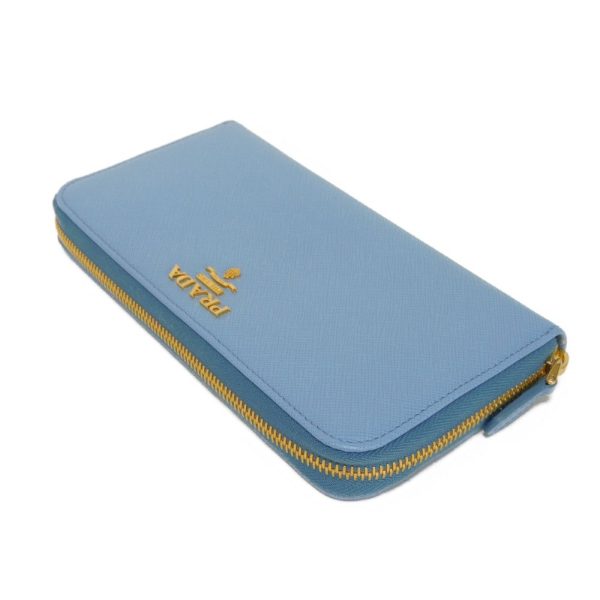 04394h 4 Prada Zip Around Wallet Saffiano Leather Blue