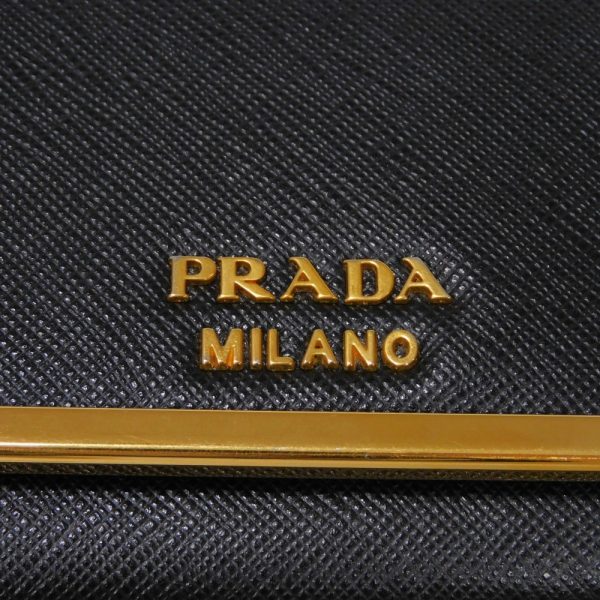 04405h 15 Prada Long Flap Wallet Saffiano Leather Black