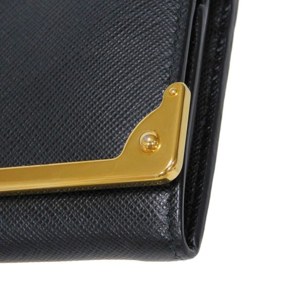 04405h 16 Prada Long Flap Wallet Saffiano Leather Black