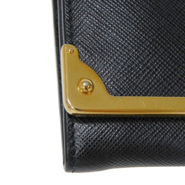 04405h 17 Prada Long Flap Wallet Saffiano Leather Black