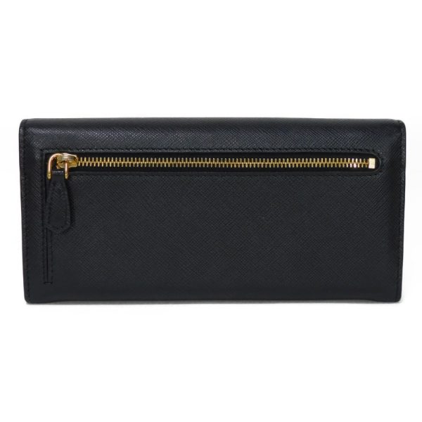 04405h 3 Prada Long Flap Wallet Saffiano Leather Black