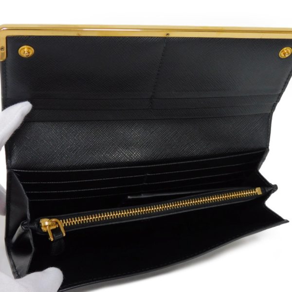 04405h 5 Prada Long Flap Wallet Saffiano Leather Black