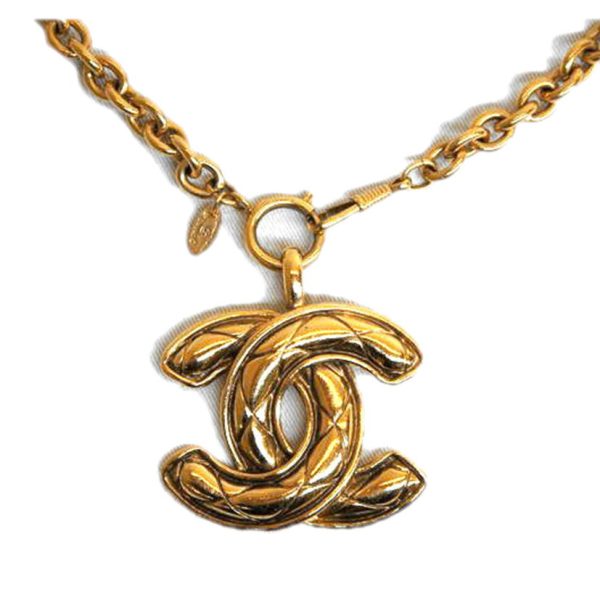 04878 1 Chanel Gold Chain Coco Mark Necklace Gold