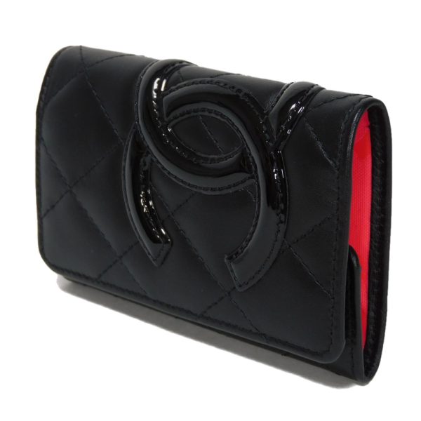 05049h 2 Chanel Cambon Key Case Leather Black