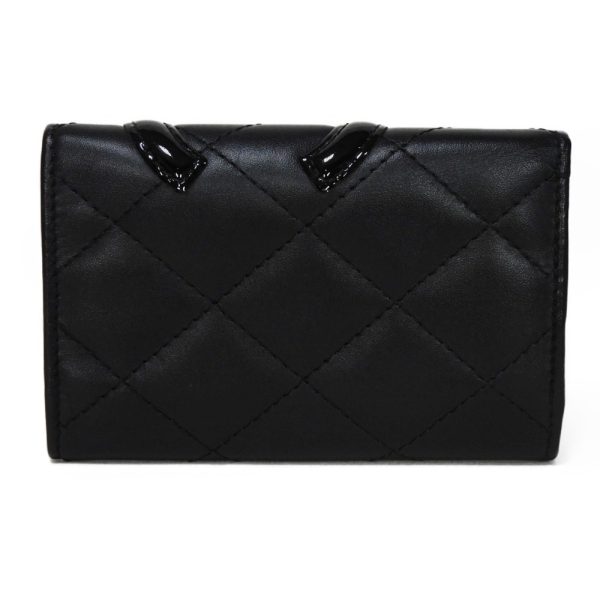 05049h 3 Chanel Cambon Key Case Leather Black