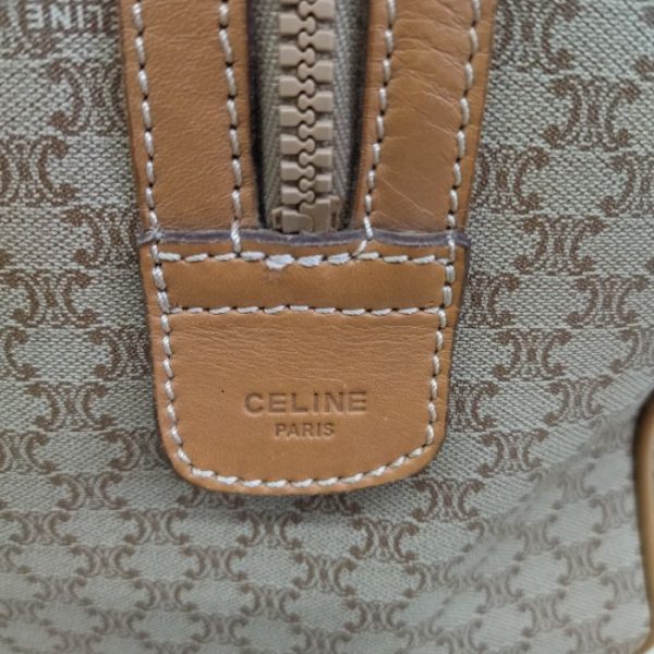 0509 3 5 Celine Mini Boston Handbag Macadam Pattern Beige