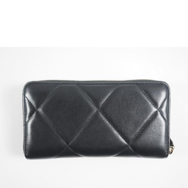 05300 2 Chanel Coco Mark Round Zipper Lambskin Bag Black