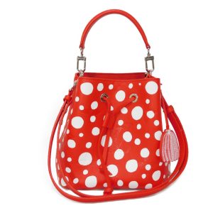 05410h 1 Celine Sangle Bucket Small Shoulder Grain Calf Leather Red Silver Hardware