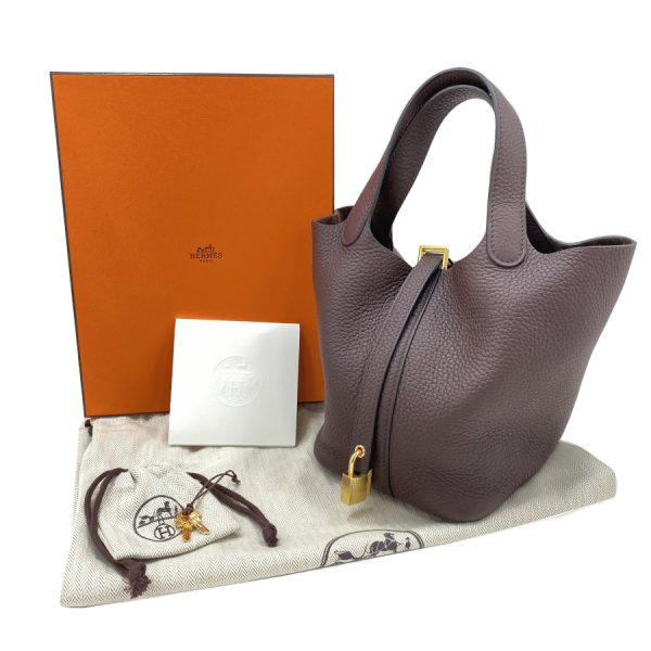 056289cc cacao 09 Hermes Taurillon Clemence Trench Picotin Lock PM Z Stamp Handbag Cacao