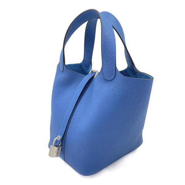 056289ck bluef 01 Hermes Picotin Lock Taurillon Clemence Bag Blue Frida